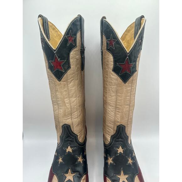 Old Gringo Yippee Ki Yay 13” Western Boots 7  Leather Stars Stripes US Flag - Picture 5 of 13